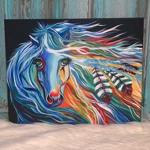 Abstract Warrior Horse Painting, Acrylic on Canvas
